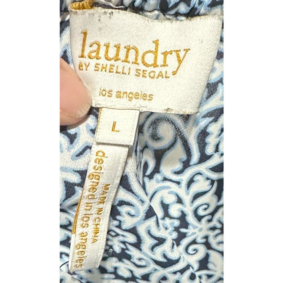 Laundry by Shelli Segal Blue Blouse 3/4 Sleeve All-over‎ Print Size L - Picture 4 of 7